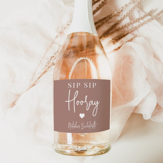 Sip Sip Hooray Bachelorette Party Favour Sparkling Wine Label (Creator Uploaded)