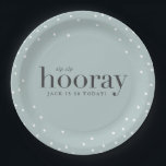 sip sip hooray birthday party paper plate<br><div class="desc">sip sip hooray birthday party paper plate. With modern graphic dots and bold graphic text this birthday party design is sure to suit men and women of all ages looking for a classy party theme.</div>