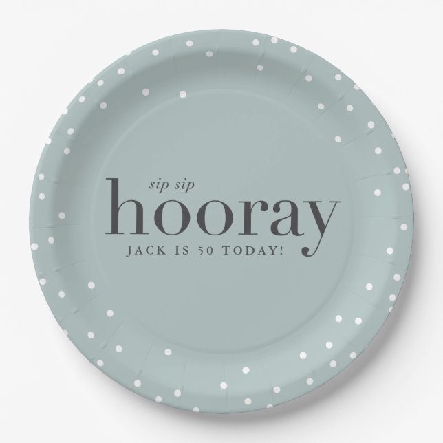 sip sip hooray birthday party paper plate (Front)