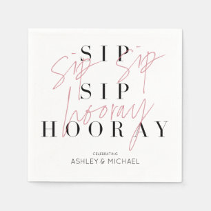 Sip Sip Hooray Black White Photo Couple's Shower Napkin