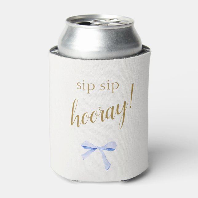 Sip Sip Hooray! | Blue Ribbon Wedding Welcome Can Cooler (Can Front)
