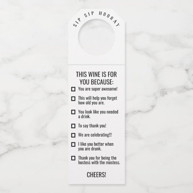 Sip Sip Hooray Bottle Tags (Front)