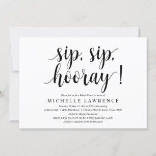 Sip, Sip, Hooray, Bridal Shower Celebration Invitation