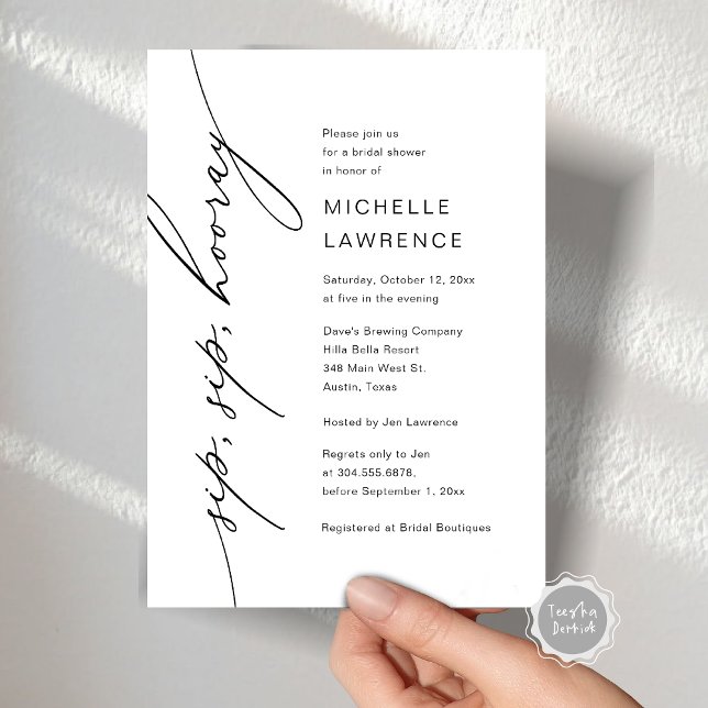 Sip, Sip, Hooray, Bridal Shower Party Celebration Invitation (Sip, Sip, Hooray, Bridal Shower Party Celebration Invitation card, Digital template file.)