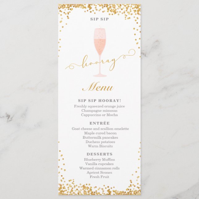Sip Sip Hooray Brunch Engagement | Shower Menu (Front)