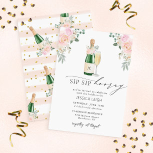 Sip Sip Hooray Champagne Bridal Shower Invitation