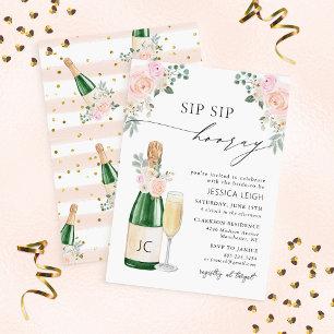 Sip Sip Hooray Champagne Bridal Shower Invitation