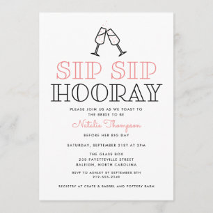 Sip Sip Hooray Champagne Toast Bridal Shower Invitation