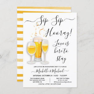 Sip Sip Hooray Cocktail Engagement Party Invitation
