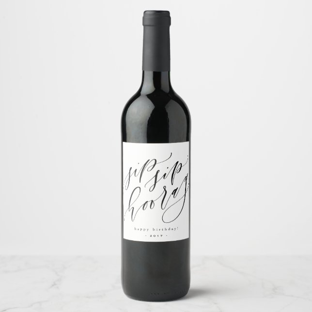Sip Sip Hooray - Customisable Wine Bottle Label (Front)