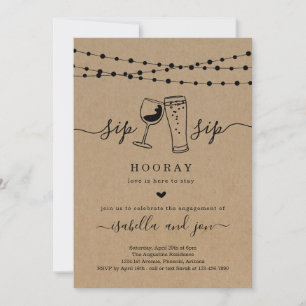Sip Sip Hooray Engagement Party Invitation