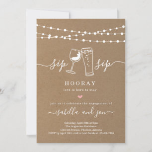 Sip Sip Hooray Engagement Party Invitation