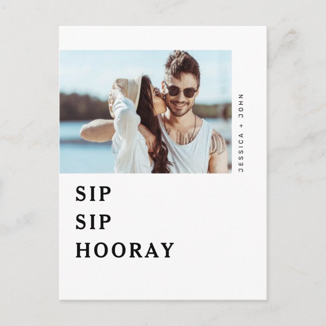 Sip Sip Hooray Engagement Party Invite Postcard (Front)