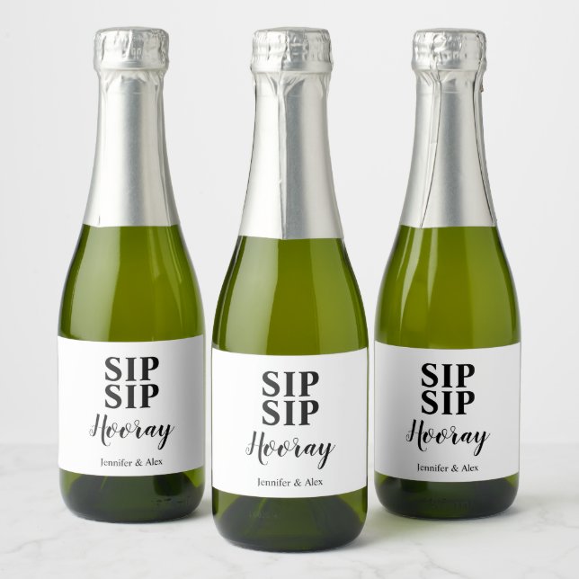 Sip Sip Hooray Favour Sparkling Wine Label (Bottles)