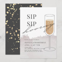 Sip Sip Hooray Gold Champagne Grey Birthday