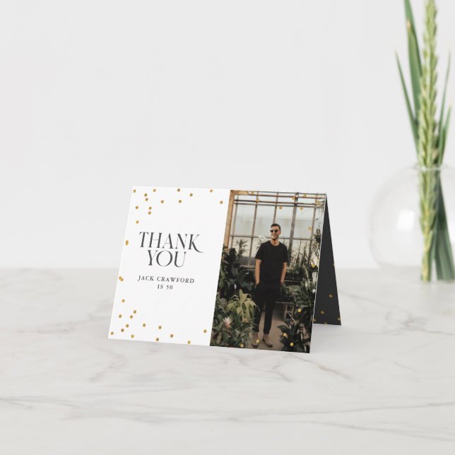 Sip sip hooray modern elegant birthday party thank thank you card (Front)