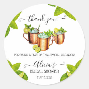 Sip, Sip, Hooray! Moscow Mule Bridal Shower Favour Classic Round Sticker