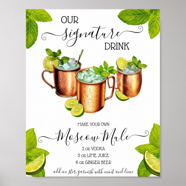 Sip, Sip Hooray Moscow Mule Signature Drink Recipe Poster (Front)