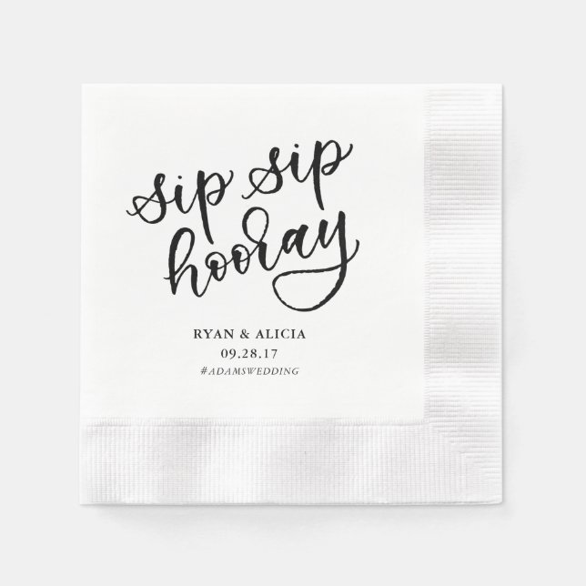 Sip Sip Hooray Personalised Napkin (Front)