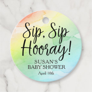 Sip Sip Hooray Rainbow Baby Shower Favour Tags