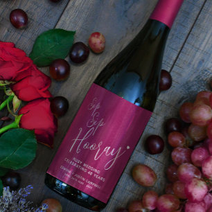 Sip Sip hooray ruby wedding Anniversary 40th red Wine Label