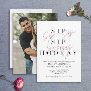 Sip Sip Hooray Simple Photo Virtual Wedding Shower Invitation