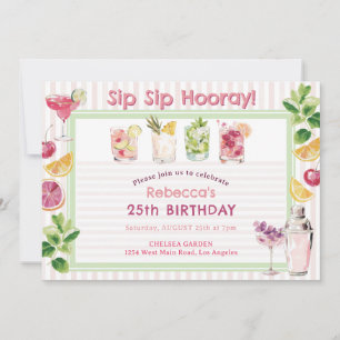 SIp Sip Hooray Summer Cocktail Birthday Invitation