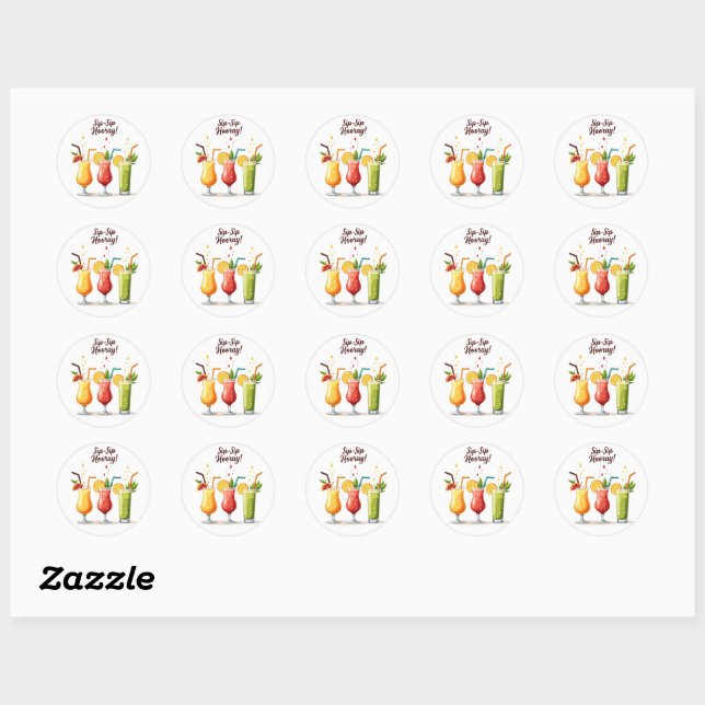 Sip Sip Hooray Summer Cocktail Sticker (Sheet)
