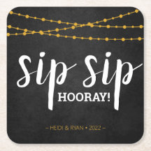 Sip Sip Hooray Wedding Shower Drink Coaster Favour