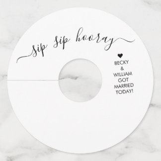 Sip Sip Hooray Wedding Wine Glass Name Tag