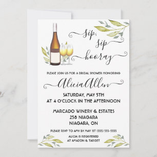 Sip, Sip, Hooray!  Wine themed Bridal Shower Invitation