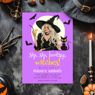 Sip Sip Hooray Witches Adult Halloween party Invitation