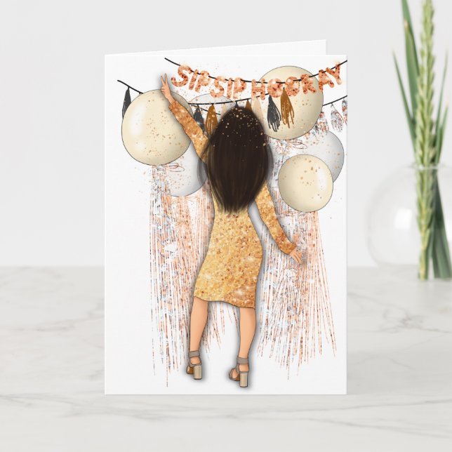 Sip Sip Horray Happy New Year Holiday Card (Front)