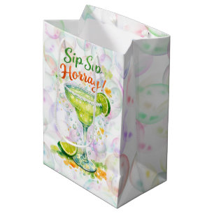 Sip Sip Sip Horray Bubbles Birthday Party Medium Gift Bag