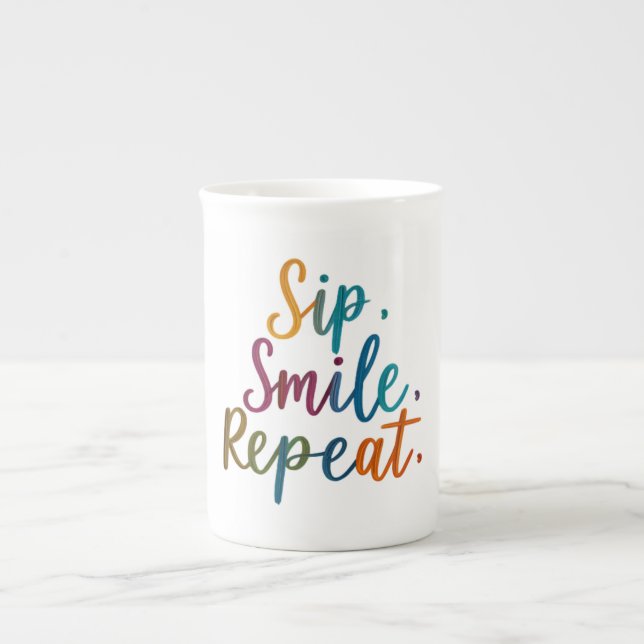 Sip, Smile, Repeat - Speciality Bone China Mugs (Front)