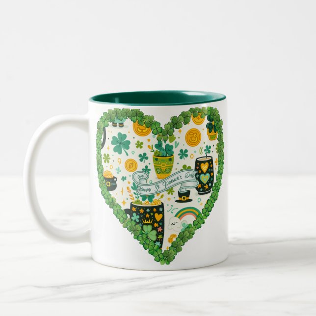 Sip Some Luck: Heart-Shaped St Patrick's Day Mug (Left)