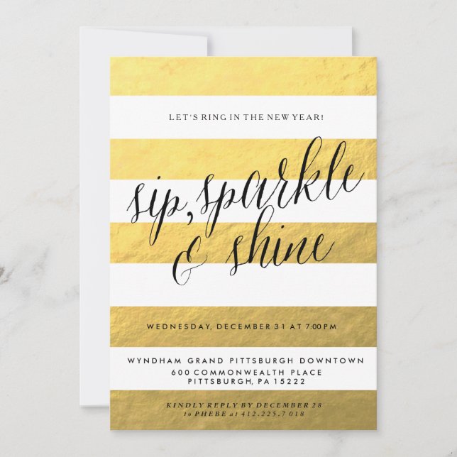 SIP, SPARKLE, SHINE Holiday Party Invitation (Front)