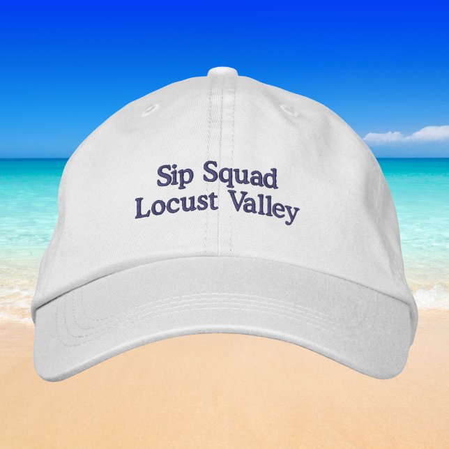 Sip Squad (Your Town) Funny Preppy Wine Baseball Embroidered Hat (Creator Uploaded)