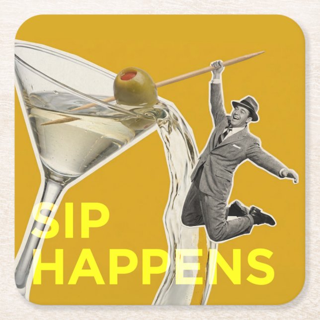 Sip  square paper coaster (Front)