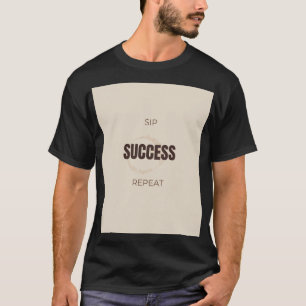 Sip Success Repeat Motivational Coffee Lover Quote T-Shirt
