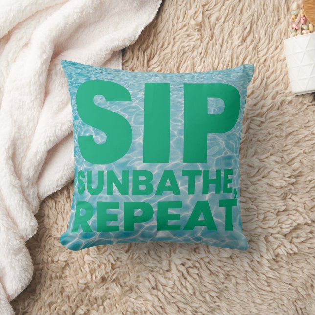 SIP SUNBATHE REPEAT|MAKE IT HAPPEN|COASTAL VIBE  CUSHION (Blanket)