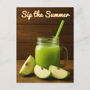 Sip the Summer – Green Apple Juice & Fresh Fruit  Postcard