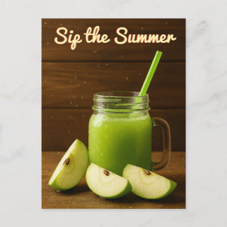 Sip the Summer – Green Apple Juice & Fresh Fruit  Postcard