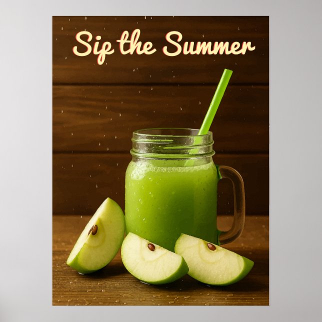 Sip the Summer – Green Apple Juice Wall Art Print (Front)