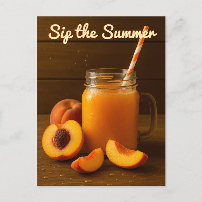 Sip the Summer – Peach Juice Rustic Postcard (Front)