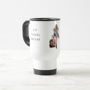 Sip, Travel, Repeat Custom Photo Personalized Travel Mug
