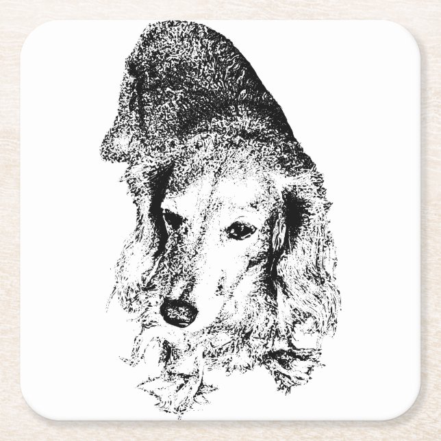 Sip With Backbone – Dachshund Square Paper Coaster (Front)