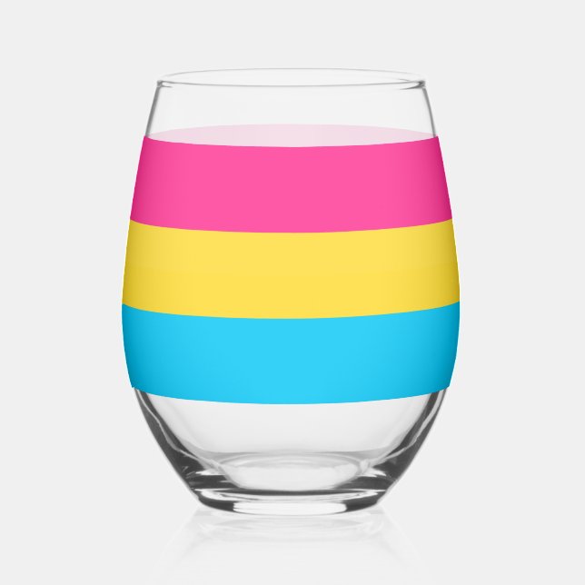 Sip with Pride: Pansexual Stemless Wine Glass (Front)