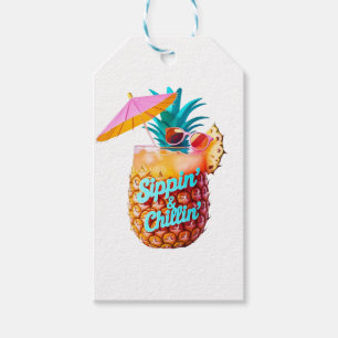 Sippin’ & Chillin’ Tropical Party Design Gift Tags