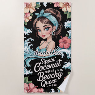 Sippin Coconut Tropical Vacation Beach Drink Towel